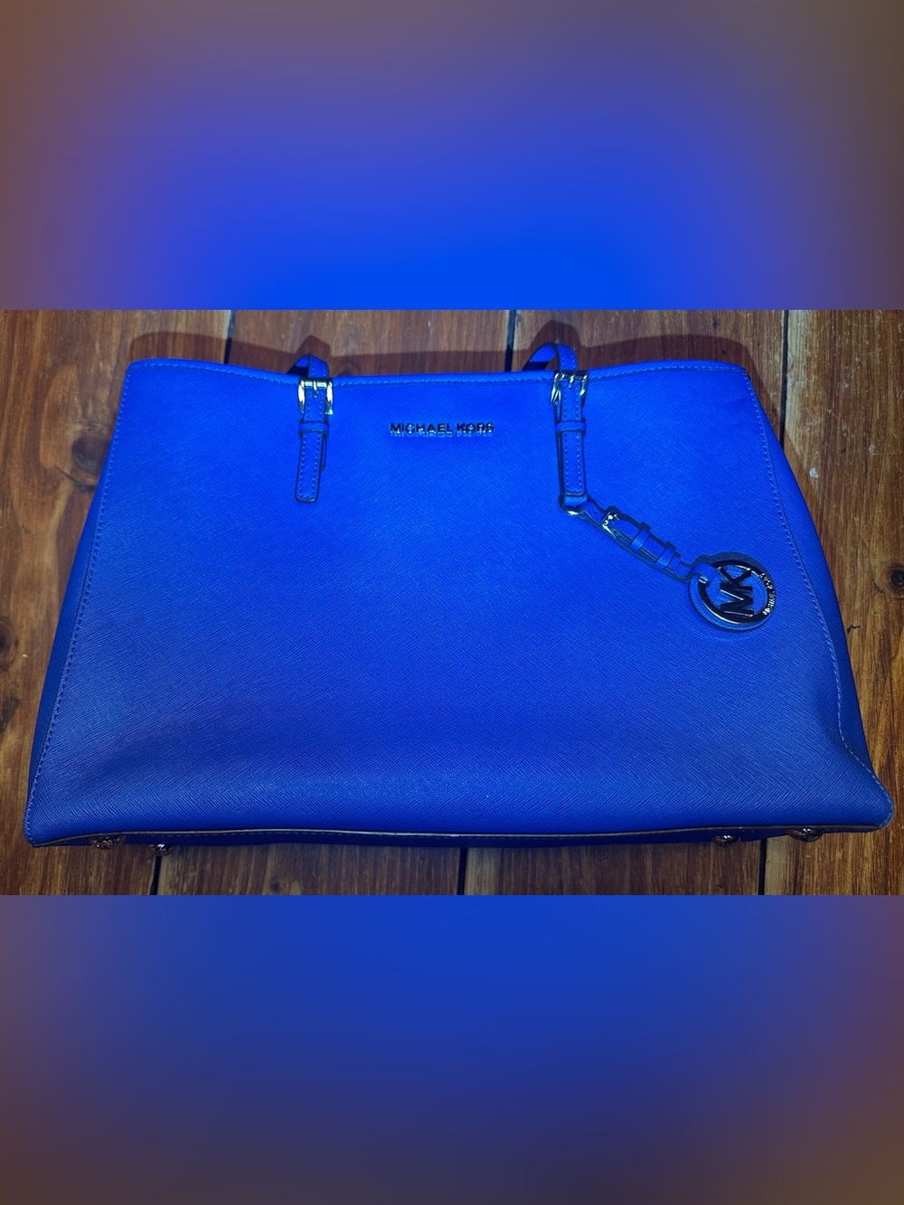 Michael Kors Jet Set Travel Large Tote Bag in Royal Blue - Picture 4 of 14
